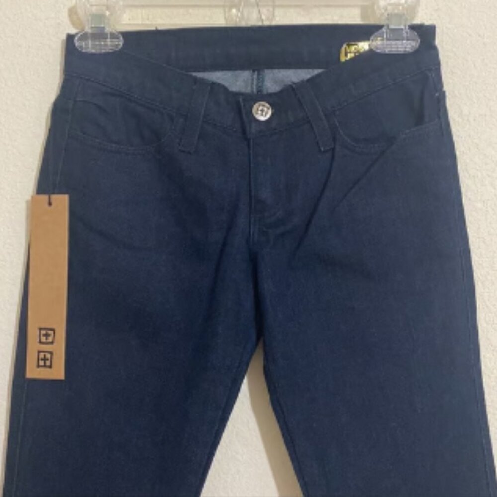KSUBI Skinny Straight Blue Jeans w Side Zippers on Legs Women's Size 25